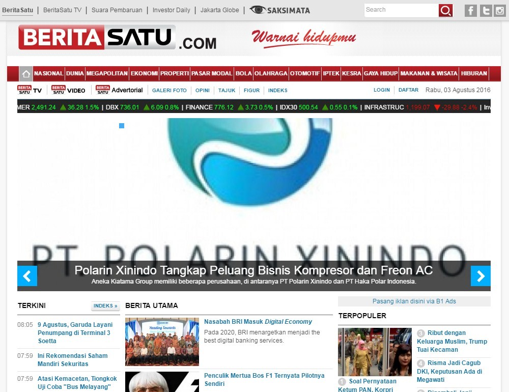 Screenshot Advertorial di Homepage Beritasatu.com